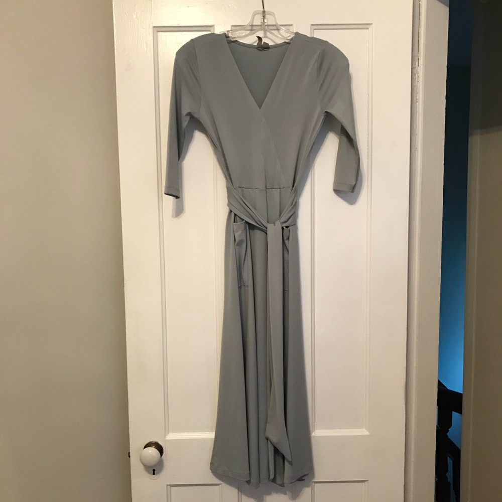 Grey/Blue Wrap Dress